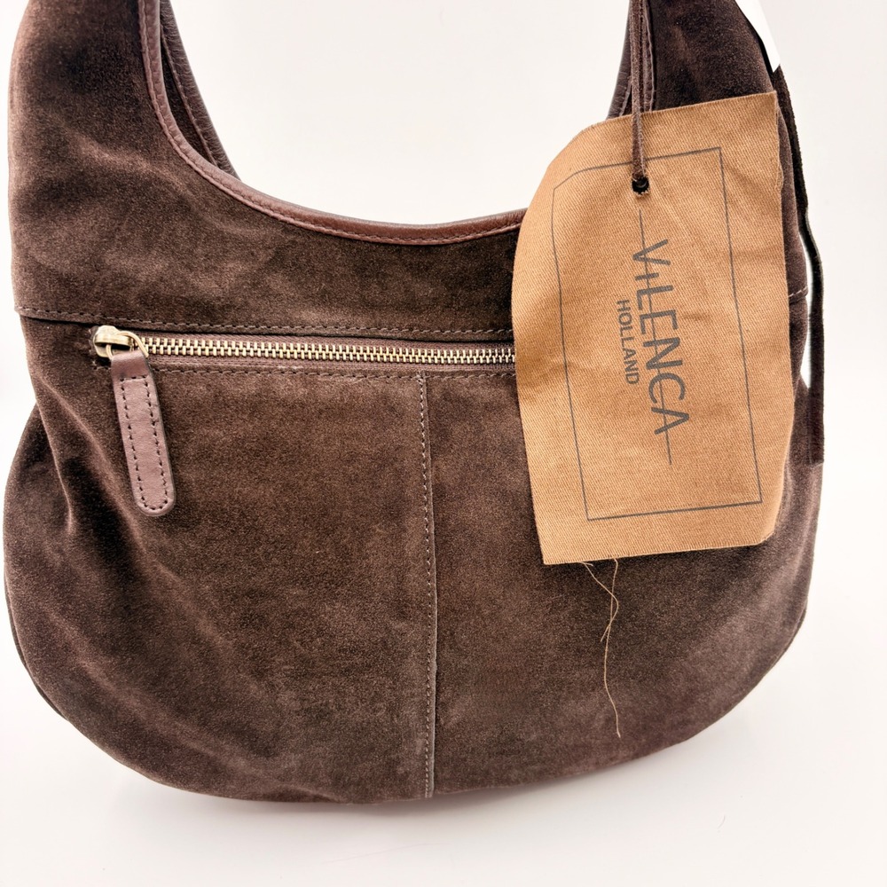Vilenca Holland Brown Suede Fringe Hobo Leather Trim Boho Western Shoulder Bag - Picture 4 of 14
